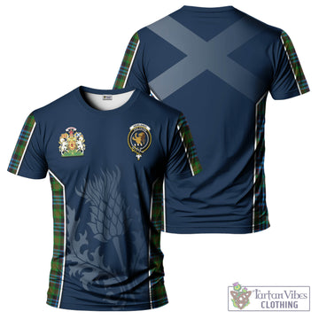 Newlands of Lauriston Tartan T-Shirt with Family Crest and Scottish Thistle Vibes Sport Style