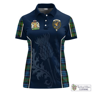 Newlands of Lauriston Tartan Women's Polo Shirt with Family Crest and Scottish Thistle Vibes Sport Style