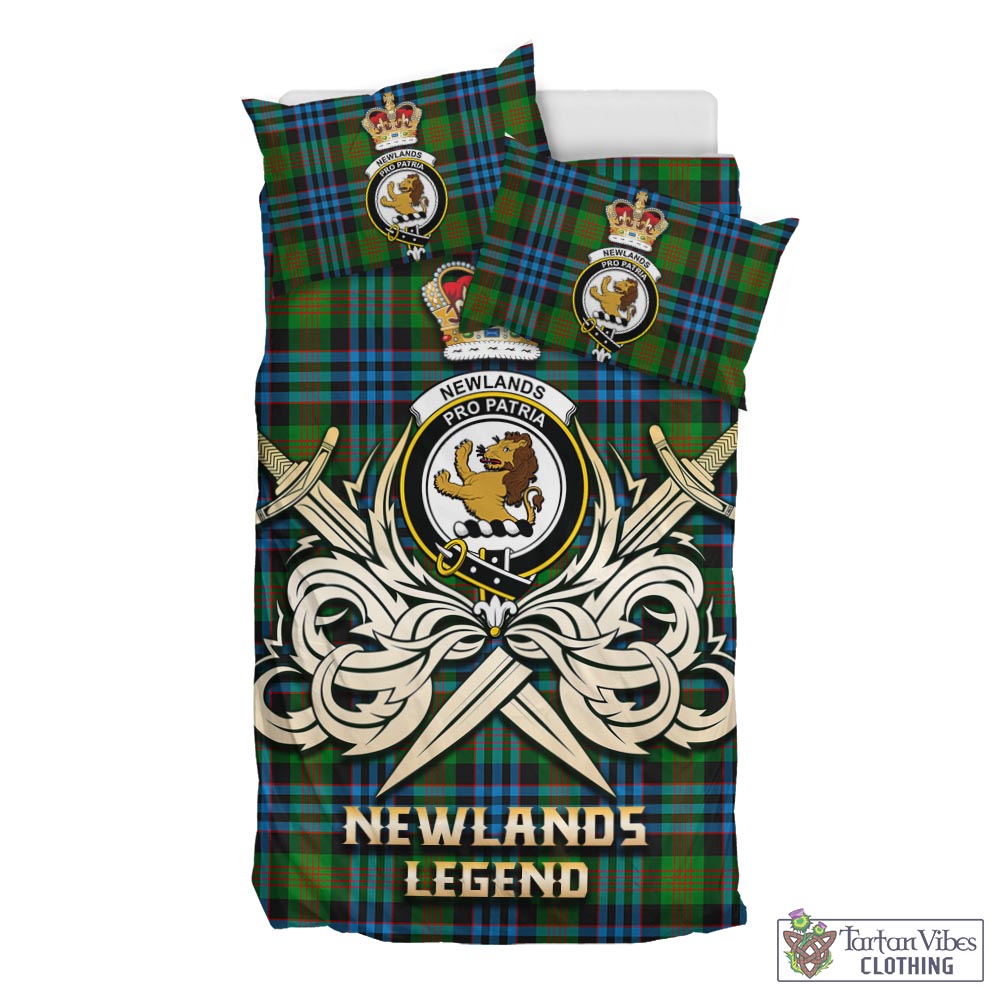 Tartan Vibes Clothing Newlands of Lauriston Tartan Bedding Set with Clan Crest and the Golden Sword of Courageous Legacy