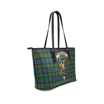 Newlands of Lauriston Tartan Leather Tote Bag with Family Crest