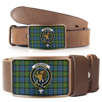 Newlands of Lauriston Tartan Belt Buckles with Family Crest