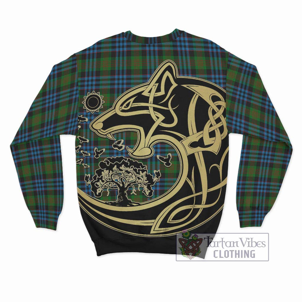 Newlands Tartan Sweatshirt with Family Crest Celtic Wolf Style - Tartan Vibes Clothing