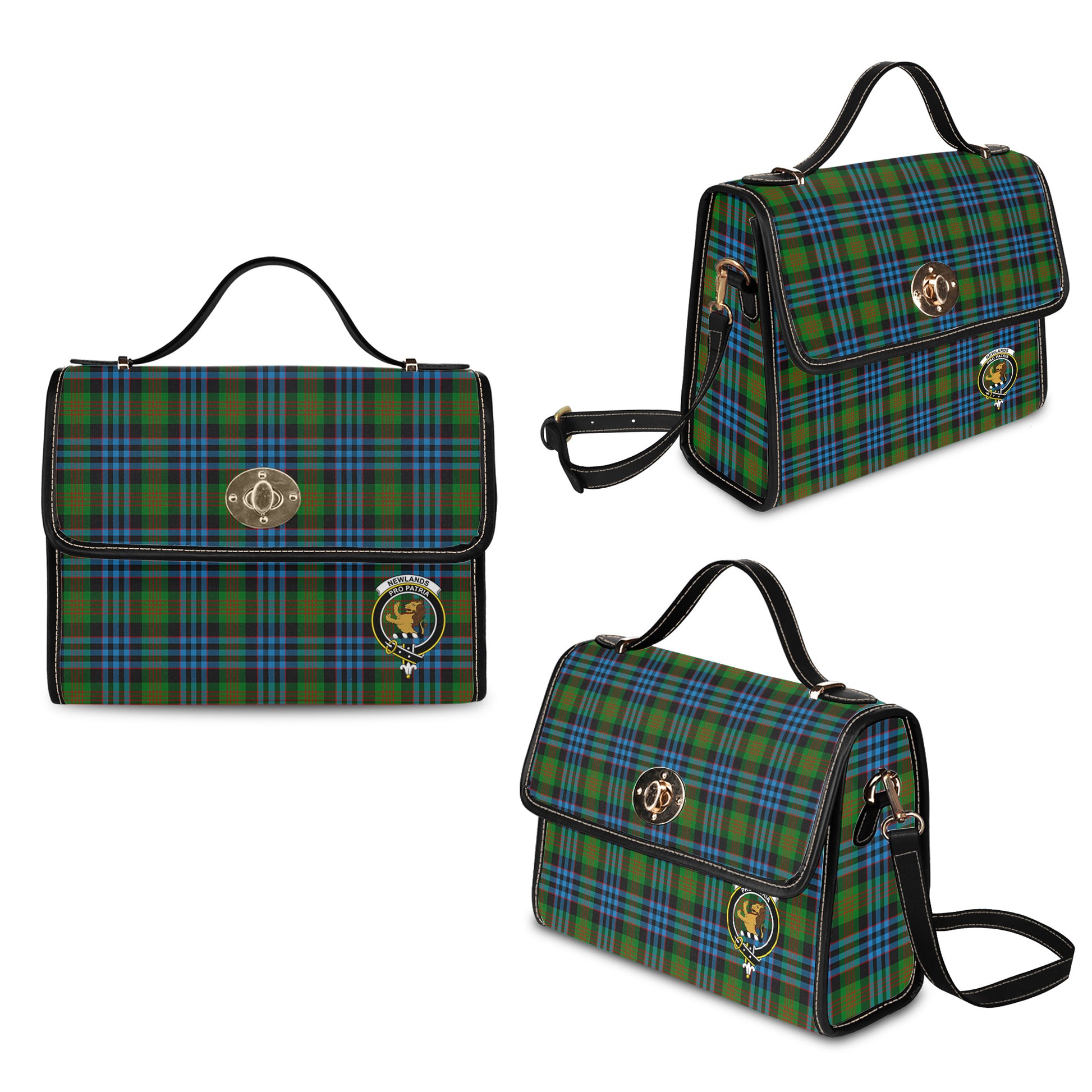 newlands-of-lauriston-tartan-leather-strap-waterproof-canvas-bag-with-family-crest