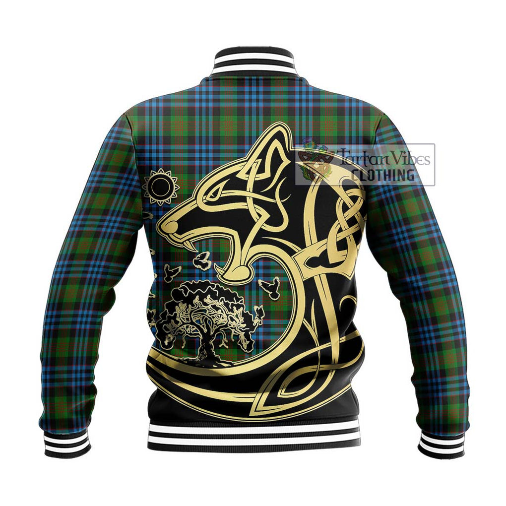 Newlands Tartan Baseball Jacket with Family Crest Celtic Wolf Style - Tartan Vibes Clothing