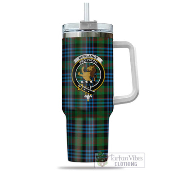 Newlands of Lauriston Tartan and Family Crest Tumbler with Handle
