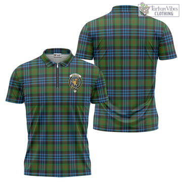 Newlands Tartan Zipper Polo Shirt with Family Crest - Tartan Vibes Clothing