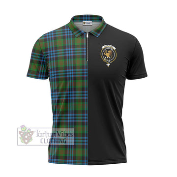 Newlands Tartan Zipper Polo Shirt with Family Crest and Half Of Me Style - Tartan Vibes Clothing