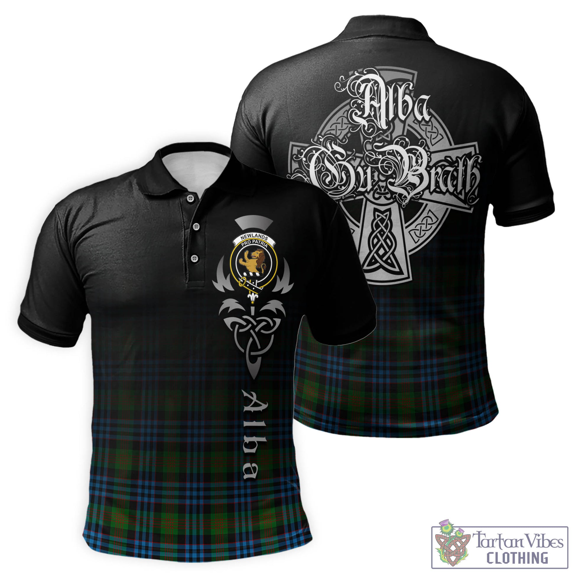 Tartan Vibes Clothing Newlands of Lauriston Tartan Polo Shirt Featuring Alba Gu Brath Family Crest Celtic Inspired