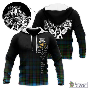 Newlands of Lauriston Tartan Knitted Hoodie Featuring Alba Gu Brath Family Crest Celtic Inspired