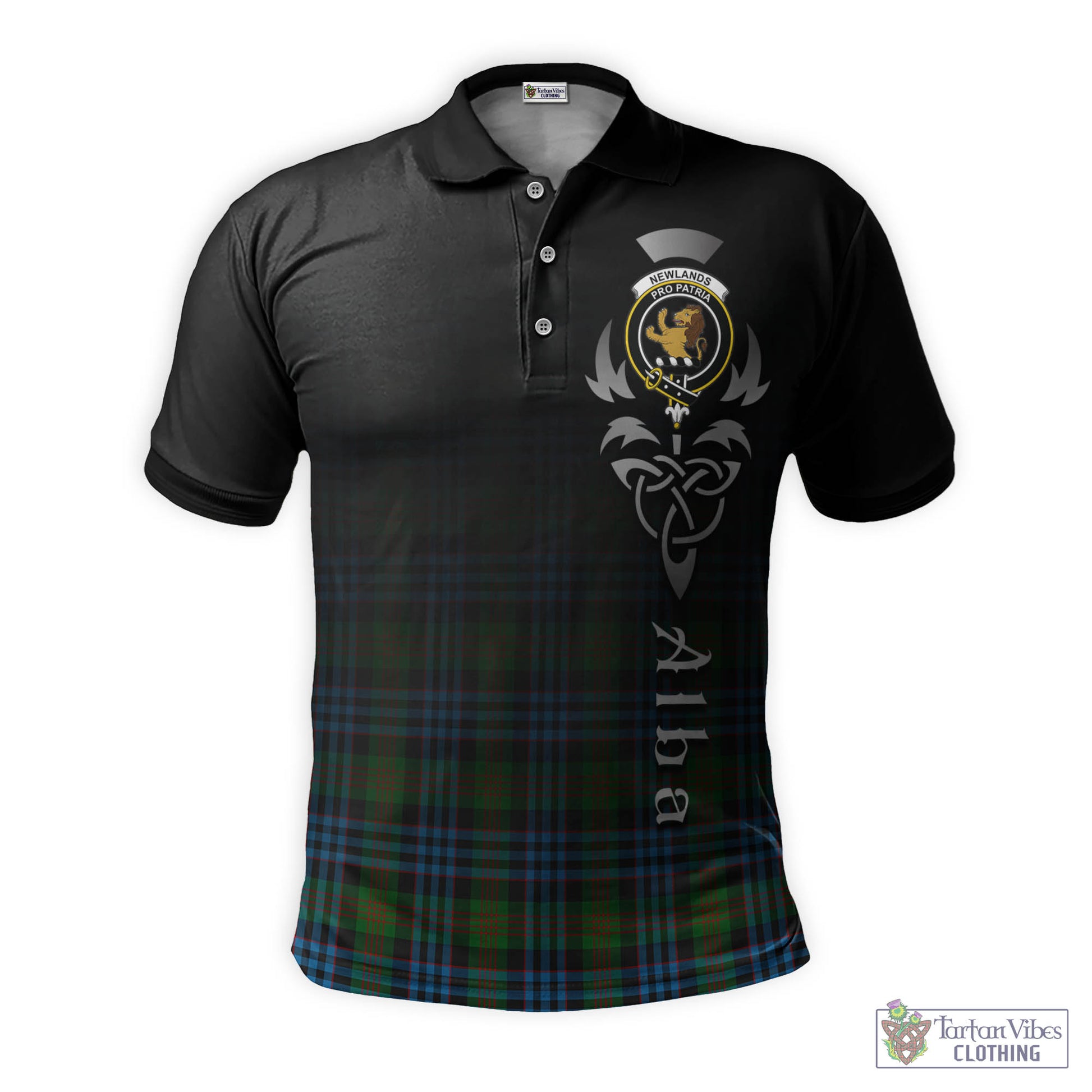 Tartan Vibes Clothing Newlands of Lauriston Tartan Polo Shirt Featuring Alba Gu Brath Family Crest Celtic Inspired