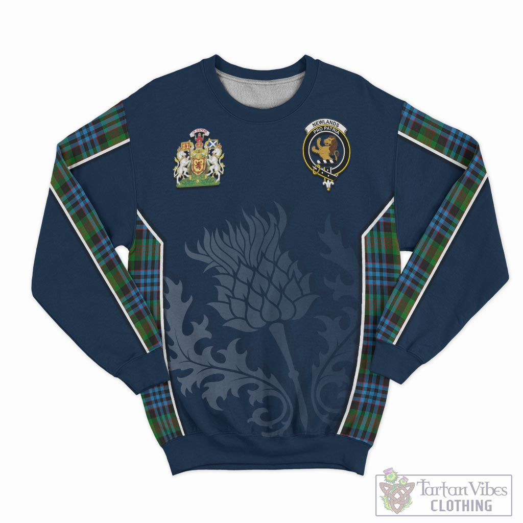 Tartan Vibes Clothing Newlands of Lauriston Tartan Sweatshirt with Family Crest and Scottish Thistle Vibes Sport Style