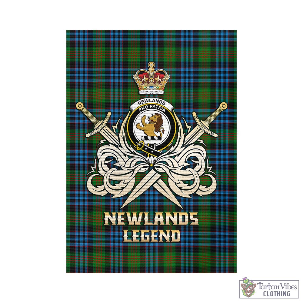 Tartan Vibes Clothing Newlands of Lauriston Tartan Flag with Clan Crest and the Golden Sword of Courageous Legacy
