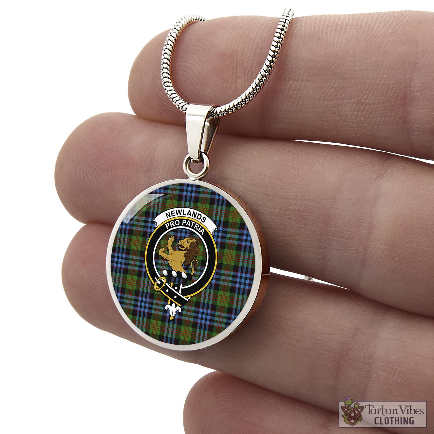Newlands Tartan Circle Necklace with Family Crest - Tartan Vibes Clothing