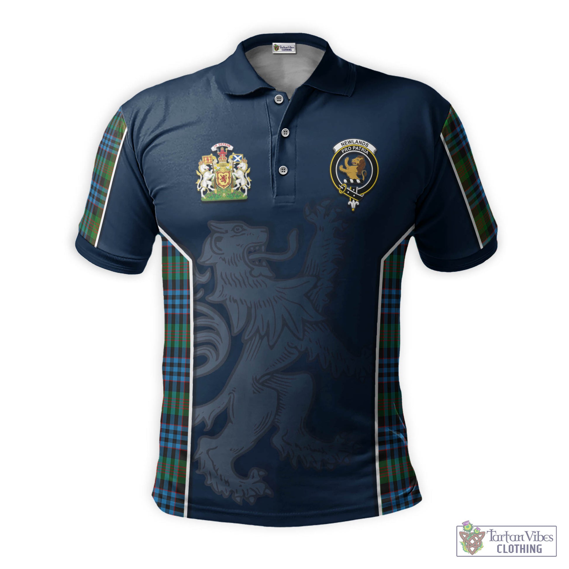 Tartan Vibes Clothing Newlands of Lauriston Tartan Men's Polo Shirt with Family Crest and Lion Rampant Vibes Sport Style