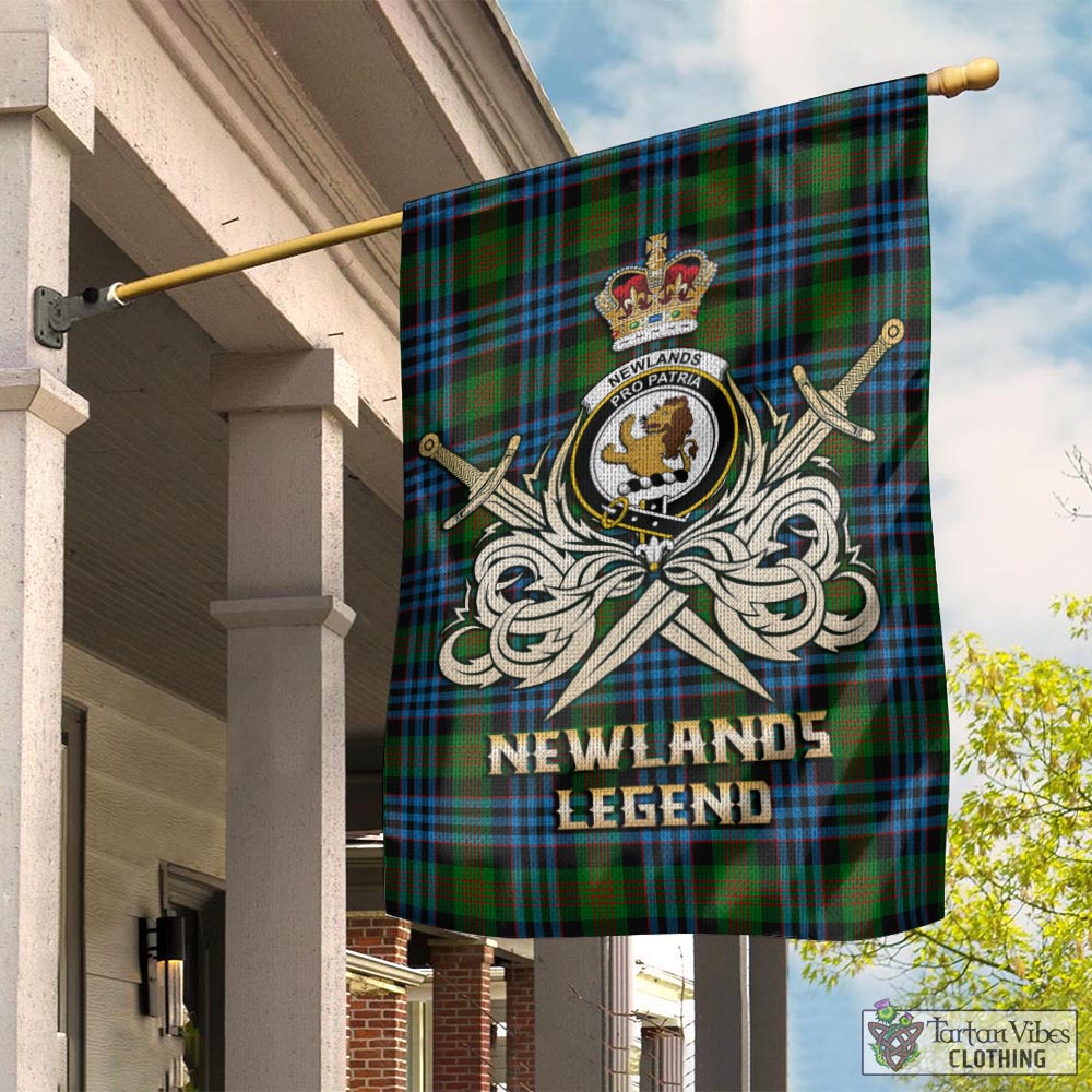 Tartan Vibes Clothing Newlands of Lauriston Tartan Flag with Clan Crest and the Golden Sword of Courageous Legacy
