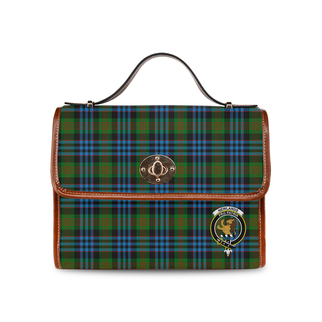 newlands-of-lauriston-tartan-leather-strap-waterproof-canvas-bag-with-family-crest