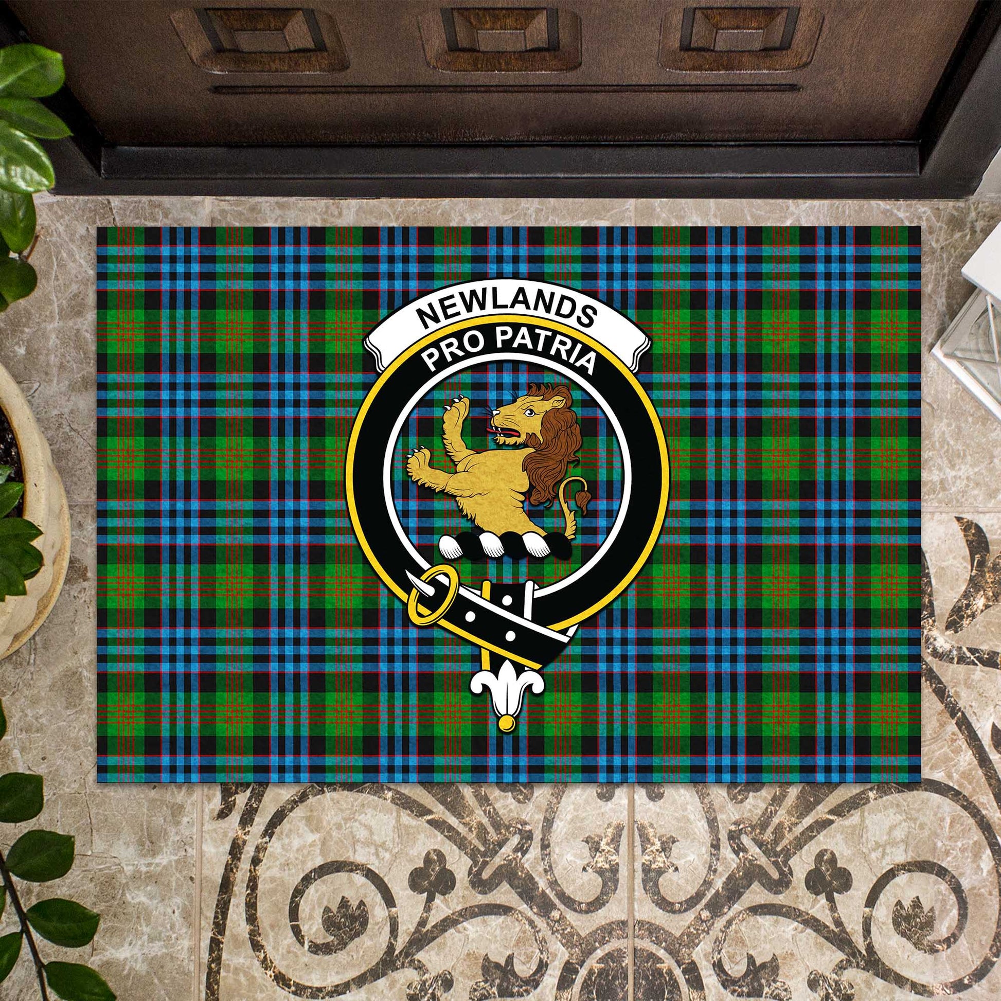 Newlands Tartan Rubber Doormat with Family Crest - Tartan Vibes Clothing