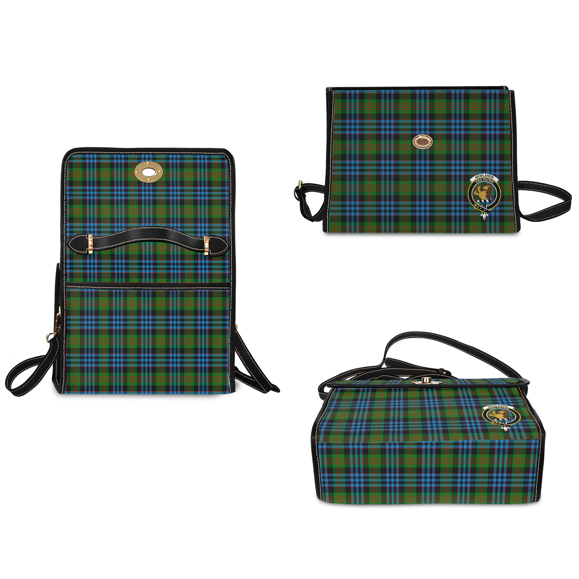 newlands-of-lauriston-tartan-leather-strap-waterproof-canvas-bag-with-family-crest