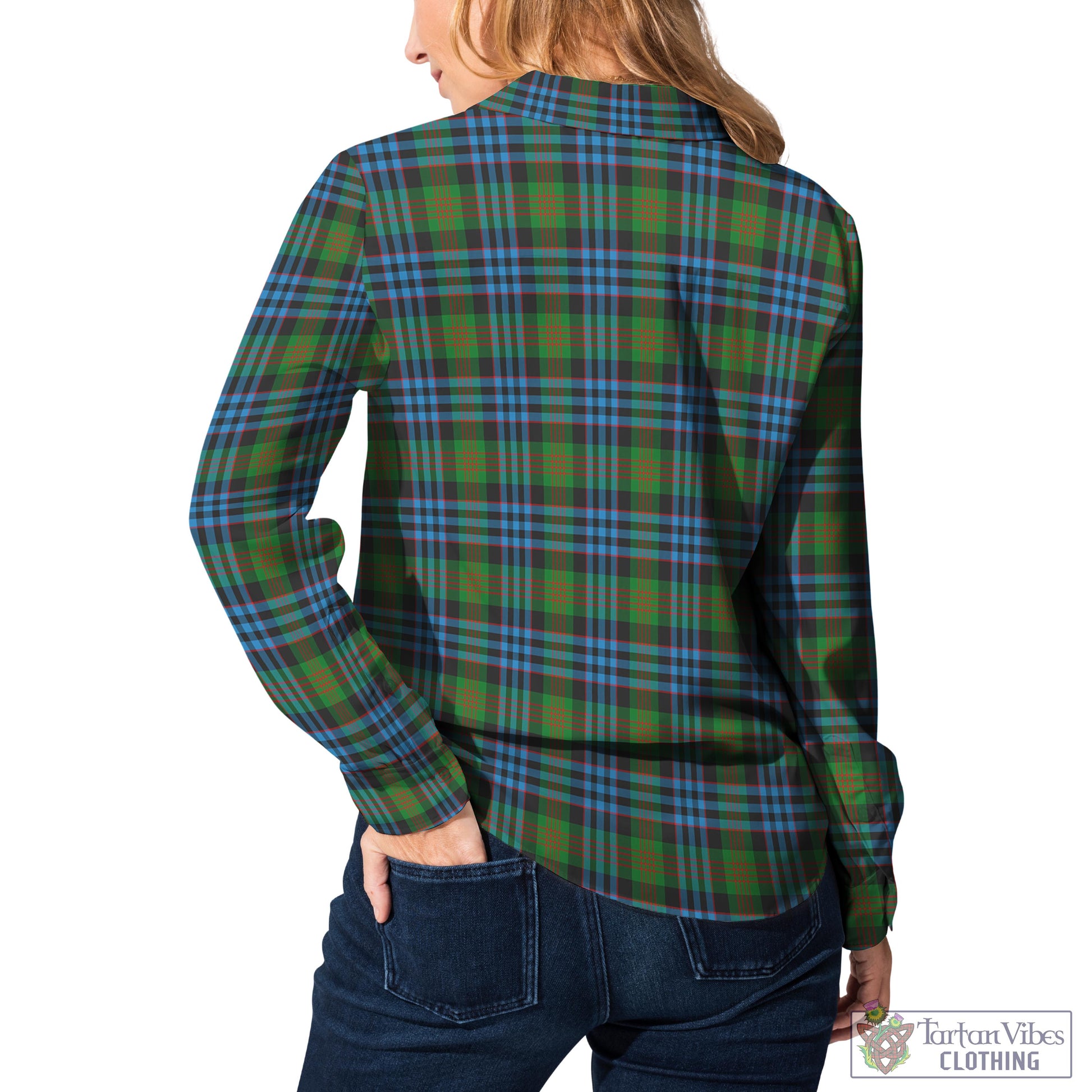 Tartan Vibes Clothing Newlands of Lauriston Tartan Womens Casual Shirt with Family Crest
