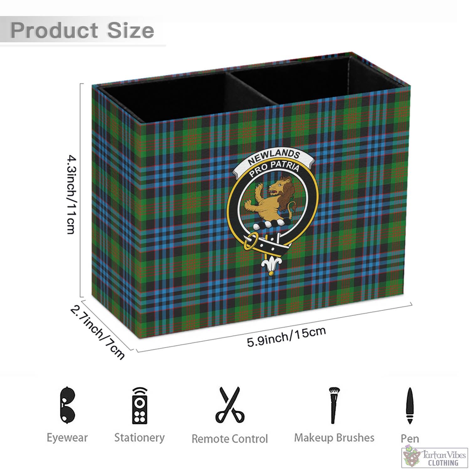 Newlands Tartan Pen Holder with Family Crest - Tartan Vibes Clothing