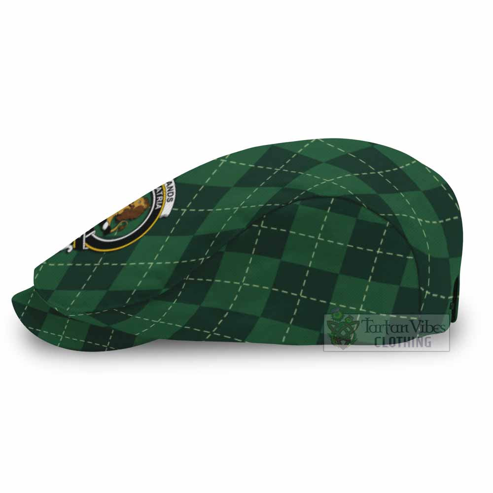 Newlands Scottish Family Crest Flat Cap Green Argyle Classic Style - Tartan Vibes Clothing