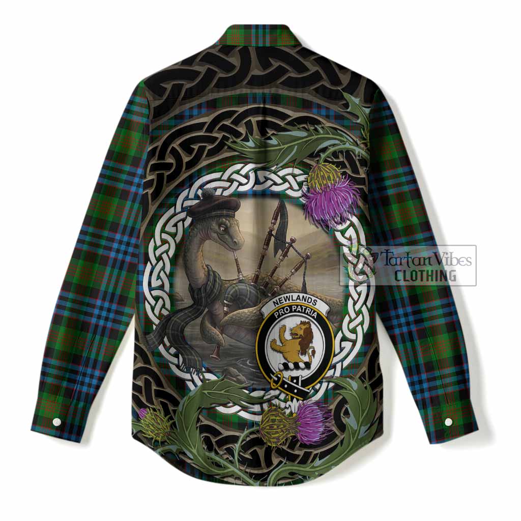 Newlands Tartan Crest Bagpipe Nessie Women Casual Shirt Scottish Loch Ness Monster Celtic Thistle