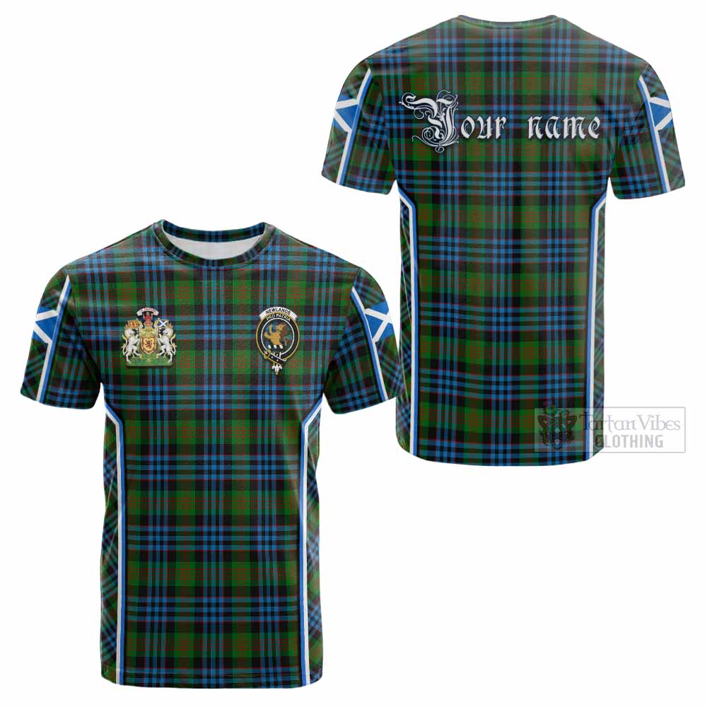 Newlands Tartan Crest Cotton T-shirt Scotland Coat of Arm Flag Style - Tartan Vibes Clothing