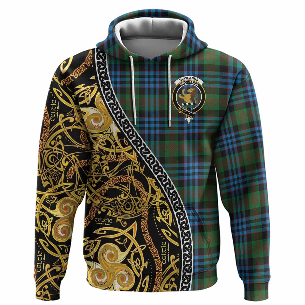 Newlands Tartan Crest Hoodie Celtic Knot and Triple Trickle Spiral Symbols