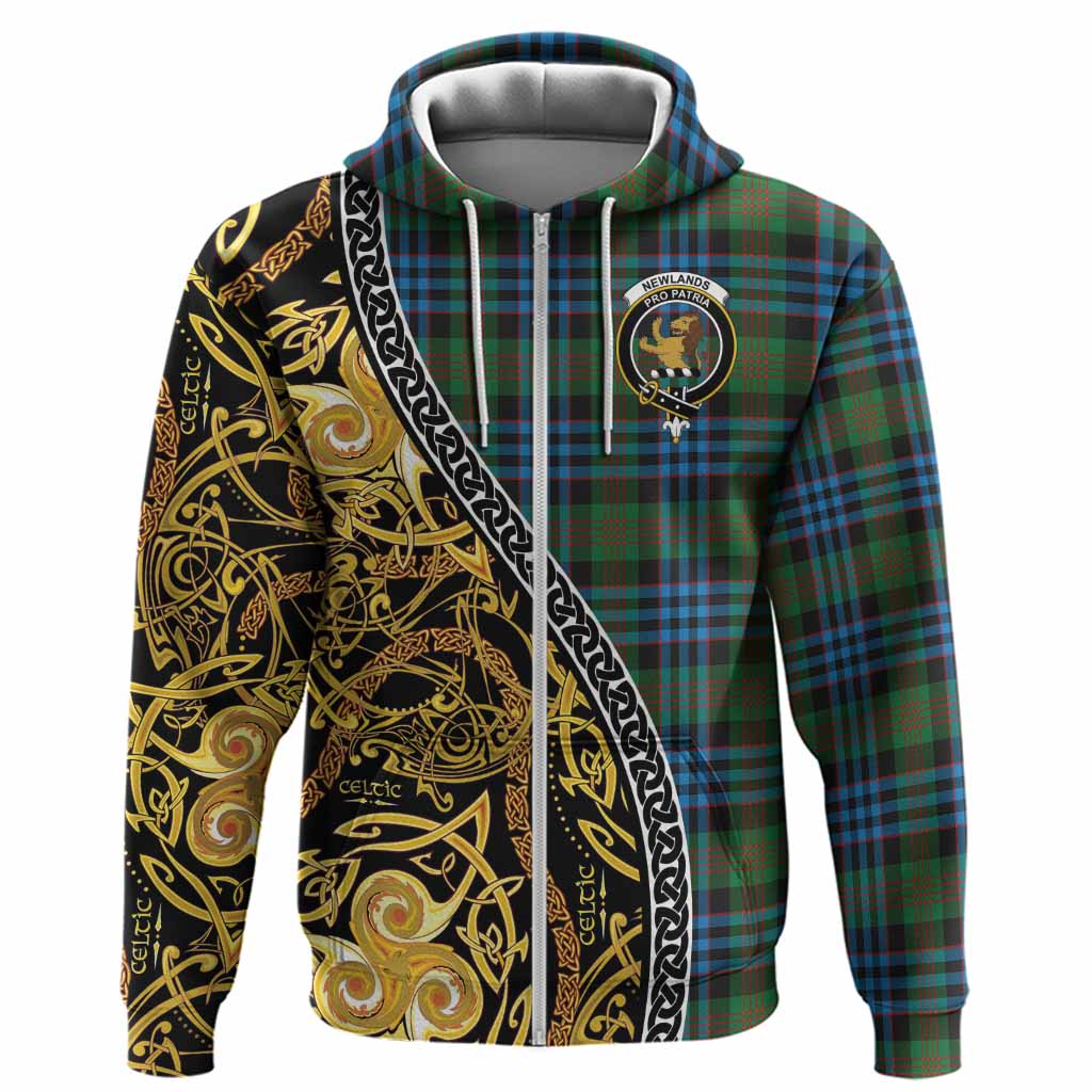 Newlands Tartan Crest Hoodie Celtic Knot and Triple Trickle Spiral Symbols