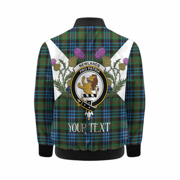 Newlands Tartan Family Crest Kid Bomber Jacket Scottish Burns Night Thistle Floral