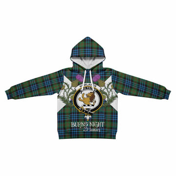 Newlands Tartan Family Crest Kid Hoodie Scottish Burns Night Thistle Floral