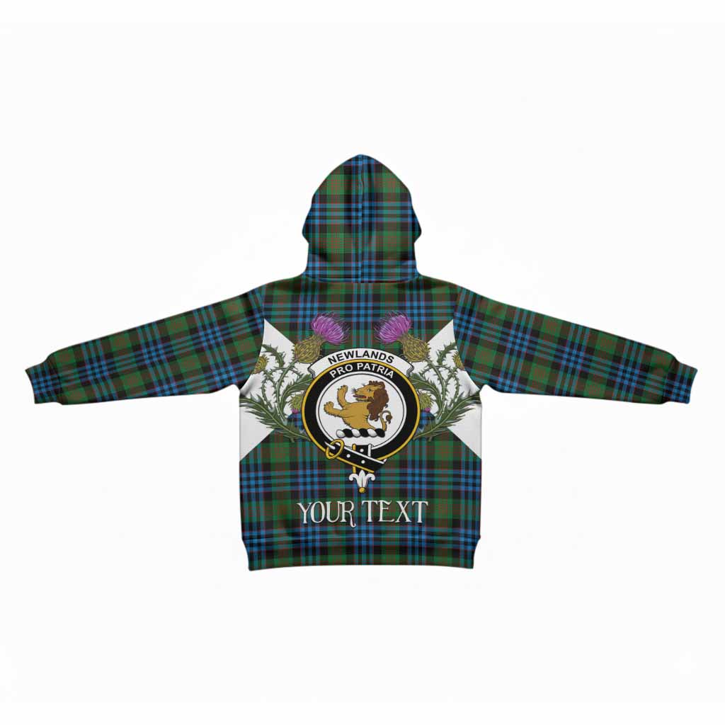 Newlands Tartan Family Crest Kid Hoodie Scottish Burns Night Thistle Floral