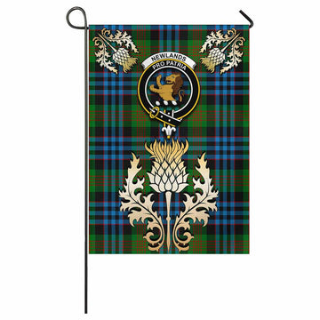 Newlands Tartan Garden Flag with Golden Regal Scottish Thistle Emblem