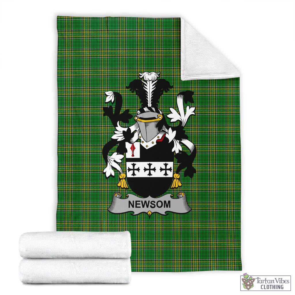 Newsom Irish Clan Tartan Blanket with Coat of Arms X-Large 59 x 79 inches 150 x 200 cm - Tartan Vibes Clothing