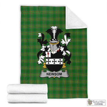 Newsom Irish Clan Tartan Blanket with Coat of Arms X-Large 59 x 79 inches 150 x 200 cm - Tartan Vibes Clothing