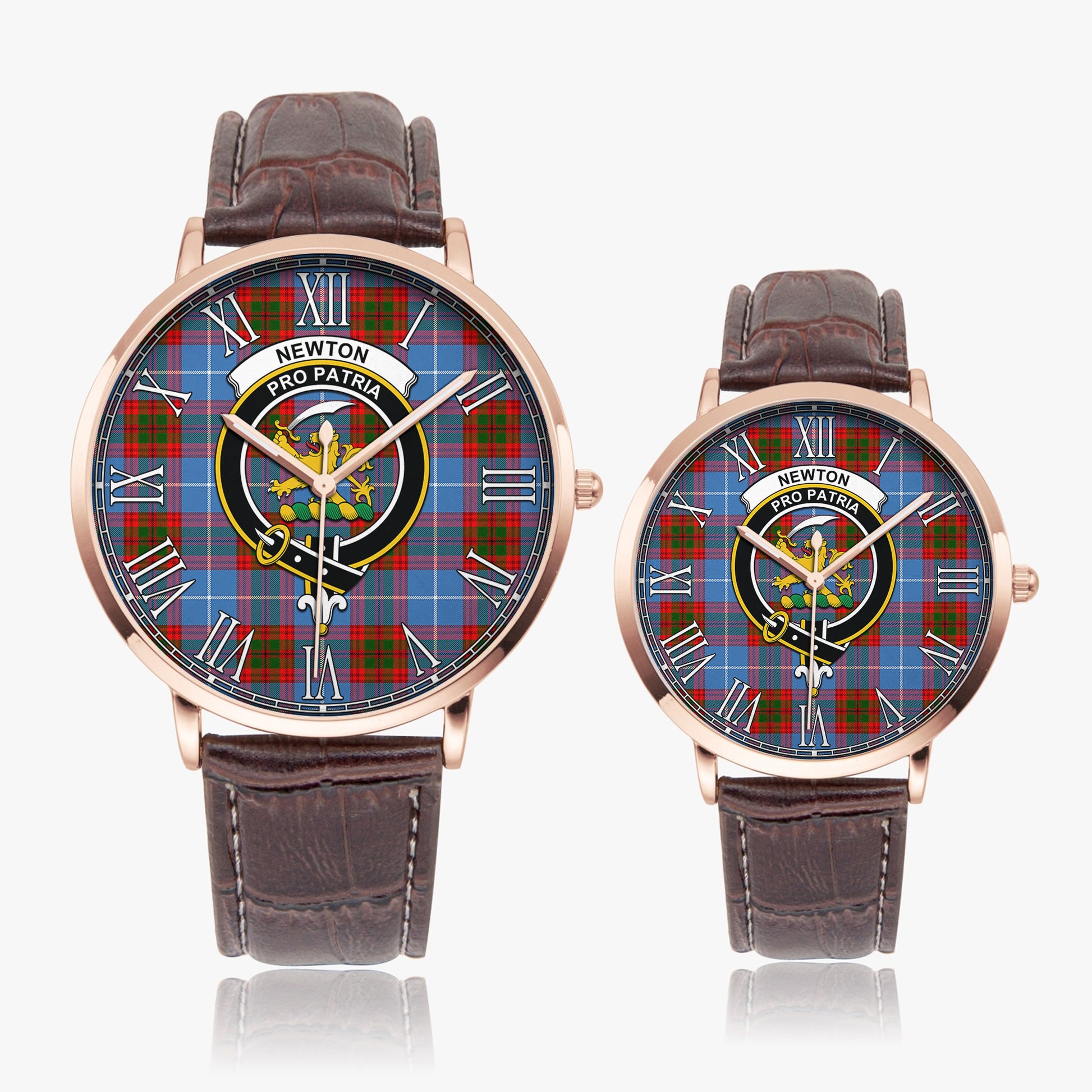 Newton Tartan Family Crest Leather Strap Quartz Watch - Tartan Vibes Clothing