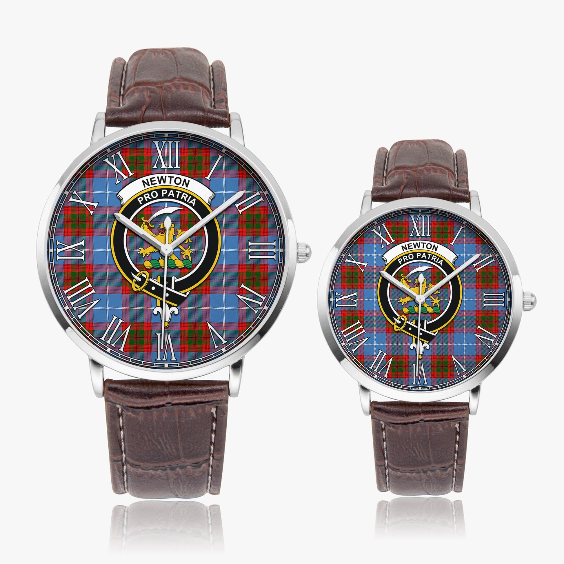 Newton Tartan Family Crest Leather Strap Quartz Watch - Tartan Vibes Clothing