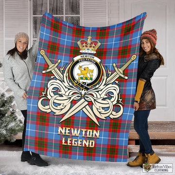 Newton Tartan Blanket with Clan Crest and the Golden Sword of Courageous Legacy X-Large 59 x 79 inches 150 x 200 cm - Tartan Vibes Clothing
