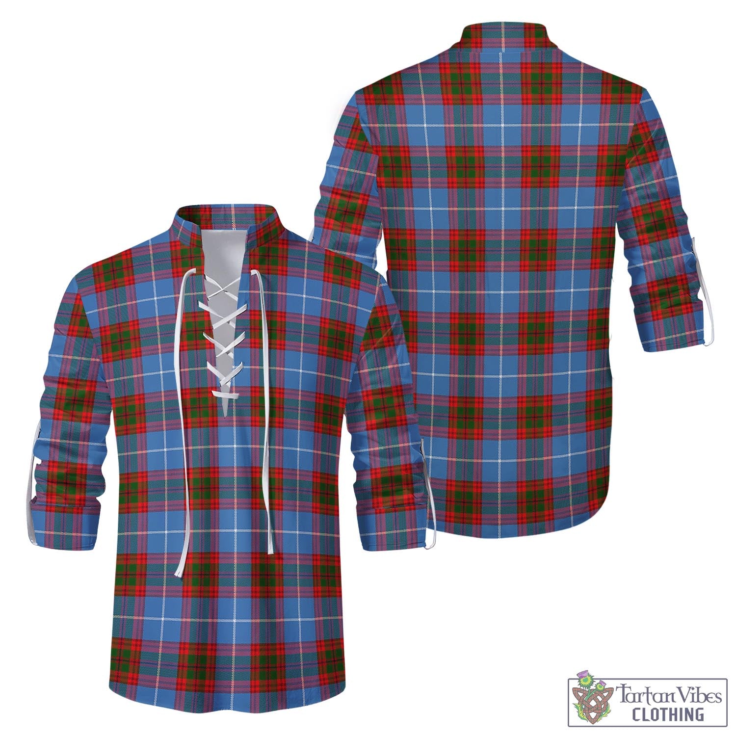 Tartan Vibes Clothing Newton Tartan Men's Scottish Traditional Jacobite Ghillie Kilt Shirt