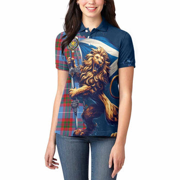 Newton Tartan Family Crest Women's Polo Shirt with Scottish Majestic Lion Women - Tartan Vibes Clothing