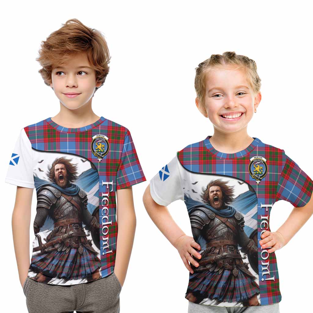 Tartan Vibes Clothing Newton Crest Tartan Kid T-Shirt Inspired by the Freedom of Scottish Warrior