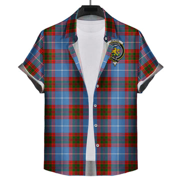 Newton Tartan Short Sleeve Button Down Shirt with Family Crest