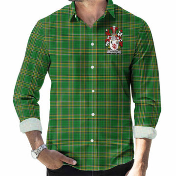 Newton Irish Clan Tartan Long Sleeve Button Up with Coat of Arms Men's Shirt - Tartan Vibes Clothing