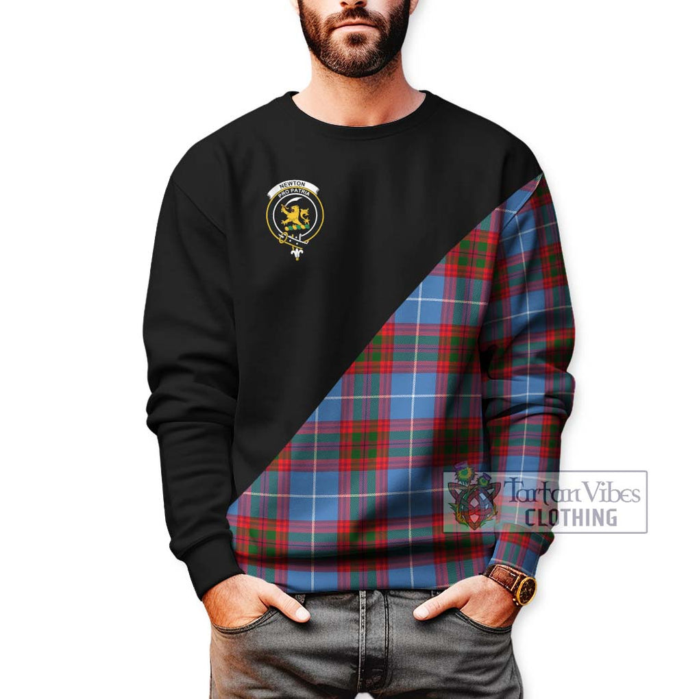 Newton Tartan Sweatshirt with Family Crest and Military Logo Style Unisex - Tartan Vibes Clothing