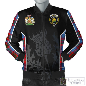 Newton Tartan Bomber Jacket with Family Crest and Scottish Thistle Vibes Sport Style
