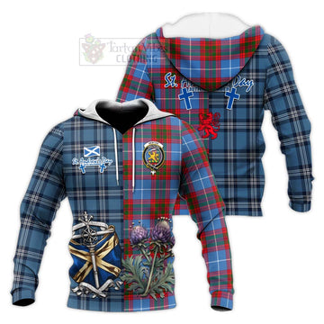 Newton Tartan Knitted Hoodie Happy St. Andrew's Day Half Tartan Style Unisex Knitted Pullover Hoodie - Tartan Vibes Clothing