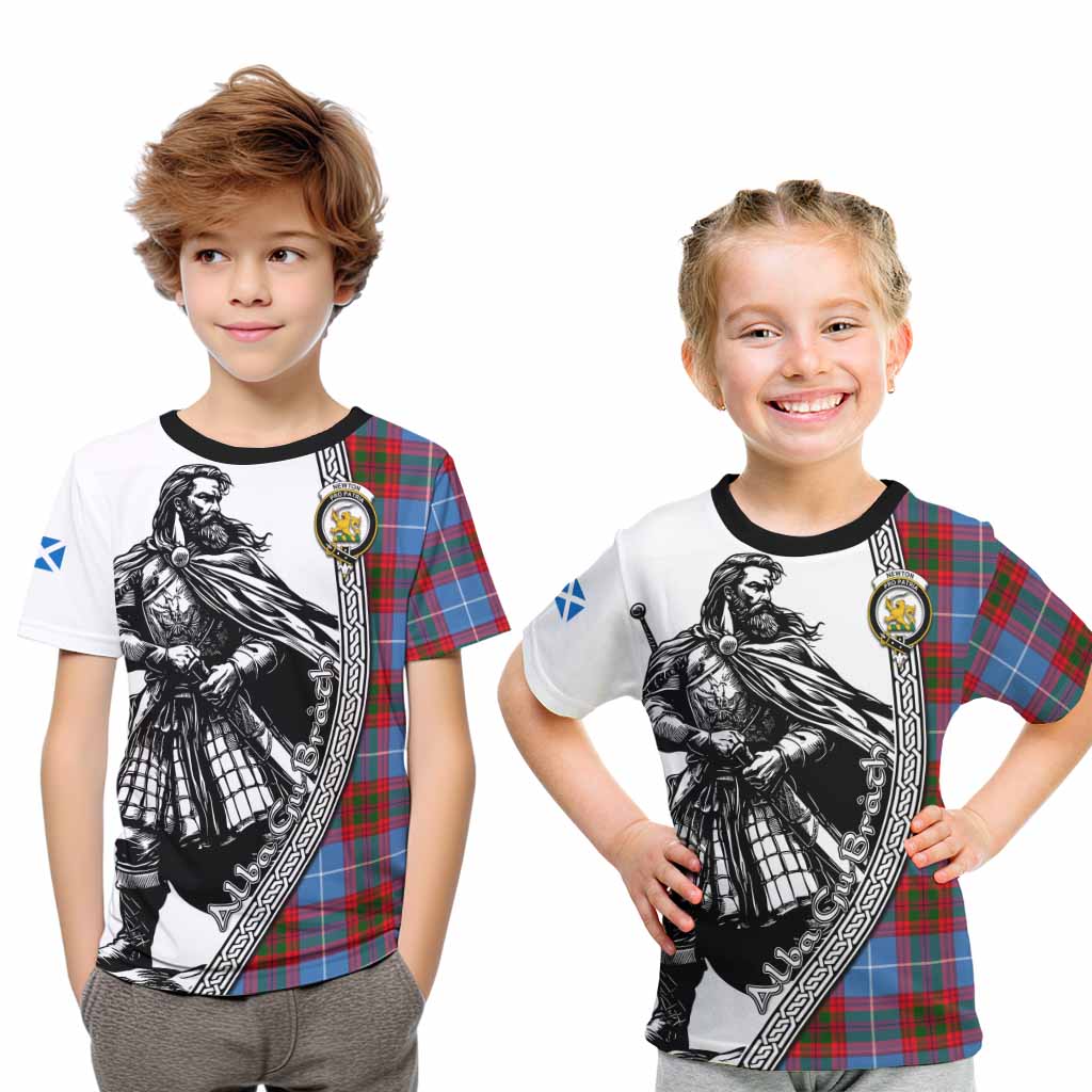 Newton Tartan Clan Crest Kid T-Shirt with Highlander Warrior Celtic Style Youth XL Size14 - Tartan Vibes Clothing