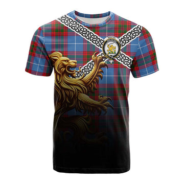 Newton Crest Tartan Cotton T-shirt with Golden Lion Emblem Celtic Style Kid's Shirt - Tartan Vibes Clothing