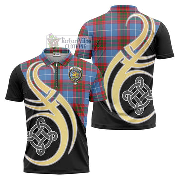 Newton Tartan Zipper Polo Shirt with Family Crest and Celtic Symbol Style Unisex - Tartan Vibes Clothing