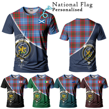 Newton Tartan T-Shirt with Personalised National Flag and Family Crest Half Style Kid's Shirt - Tartan Vibes Clothing